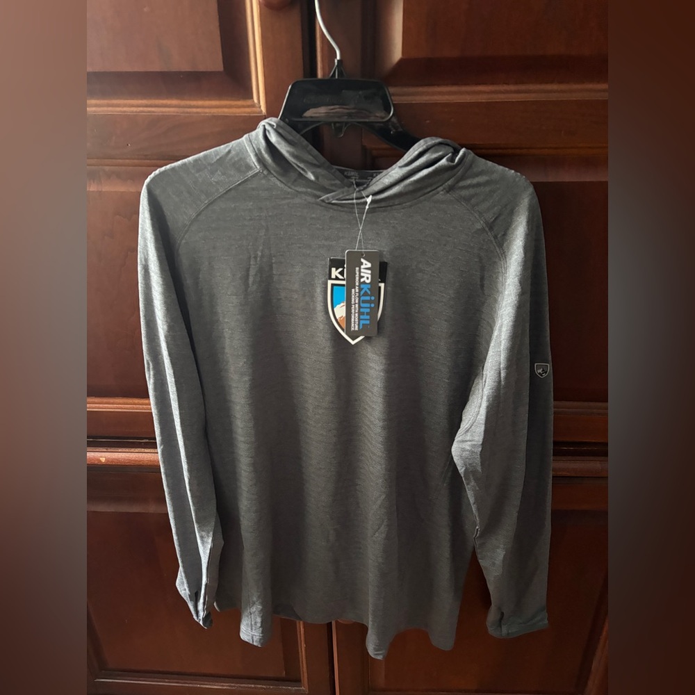 NEW Kuhl AirKuhl Hoody Printed Carbon 7345 NWT Large UPF50 Sun Protection
